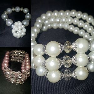 Pearl and crystal bracelets